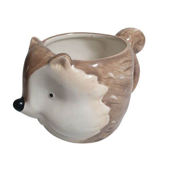 Pier 1 Cute Hedgehog Ceramic Coffee Mug Squirrel Chipmunk Hedgehog Animal - Picture 1 of 5